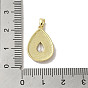 Brass Micro Pave Clear Cubic Zirconia Pendants, with Shell, Real 18K Gold Plated