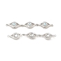 Brass Micro Pave Clear Cubic Zirconia Connector Charms, with Enamel, 3 Evil Eye Links