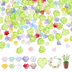 200 шт. 2 стили прозрачные стеклянные бусины, окрашенные распылением, цветок