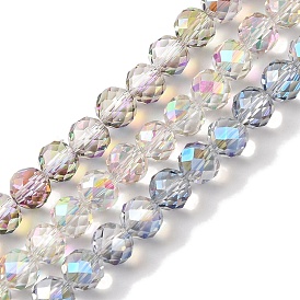 Half Rainbow Plated Electroplate Beads Strands, Faceted, Round