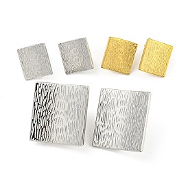 304 Stainless Steel Stud Earring Findings, with Horizontal Loops, Square