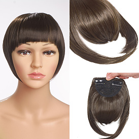 Clip in Hair Fringe for Women, Heat Resistant High Temperature Fiber, Synthetic Flat Bang with Temples Front Face Fringe