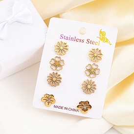 304 Stainless Steel Stud Earring Kits, Flower