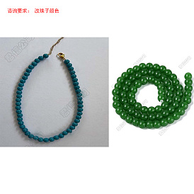 Imitation Jade Glass Bead Necklaces, with 304 Stainless Steel Findings
