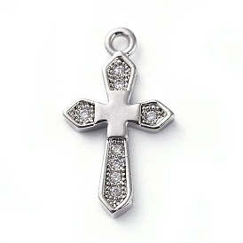 Латунные микро проложить кубического циркония подвески, крестик