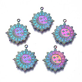 Rainbow Color 304 Stainless Steel Pendant Rhinestone Settings, Cadmium Free & Nickel Free & Lead Free, Star