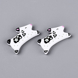 Печатные непрозрачные бусины из смолы, кролик с цветочным узором