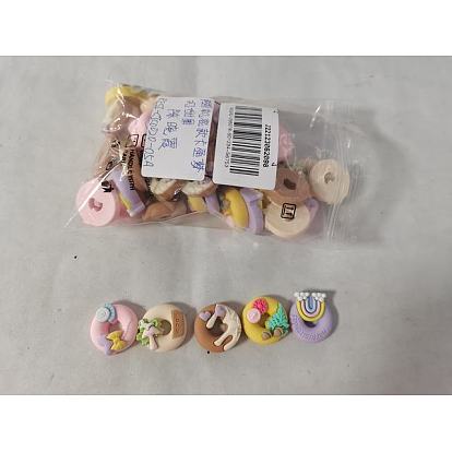 50 Stk. 5 Stile undurchsichtige Harz-Cabochons, Imitation Lebensmittel, Donut
