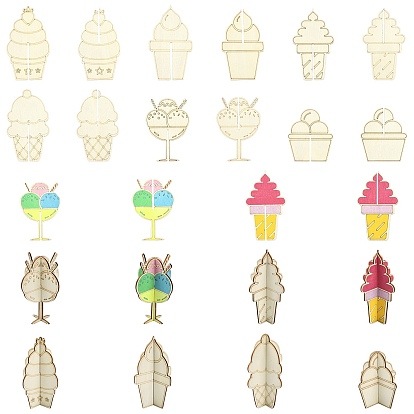 12шт. 6 стили, необработанная древесина, материалы для декорирования и рукоделия, 3мороженое