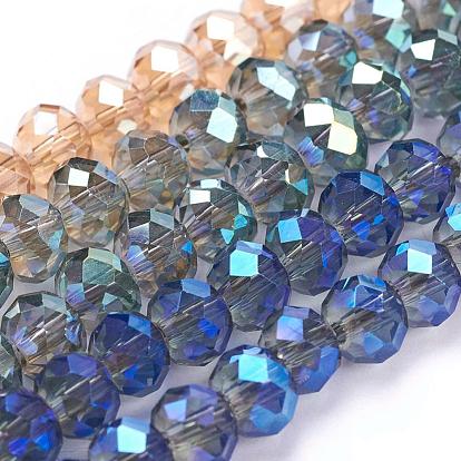 Electroplate Glass Beads Strands, Faceted Rondelle