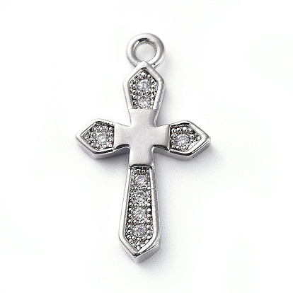 Латунные микро проложить кубического циркония подвески, крестик
