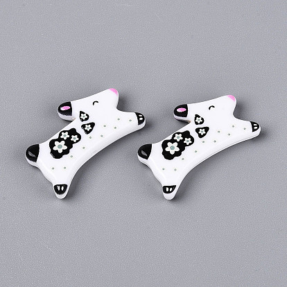 Печатные непрозрачные бусины из смолы, кролик с цветочным узором