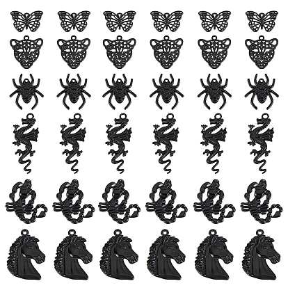 DIY Jewelry Making Kit, Including Alloy Pendants & Cabochons Settings, Horse & Butterfly & Leopard & Scorpion