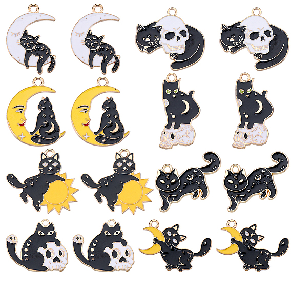 32 шт 8 подвески из сплава, с эмалью, шарм смешанной формы кошки