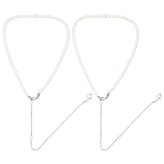 2шт. пластиковая имитация жемчуга бисерный фон ожерелье цепочка для тела, Железная подвеска с кисточками, украшение для тела для женщин, платье с открытой спиной и открытыми плечами