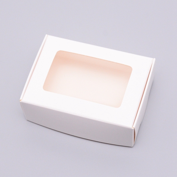 Paper Candy Boxes, Bakery Box, with PVC Clear Window, for Party, Wedding, Baby Shower, Rectangle
