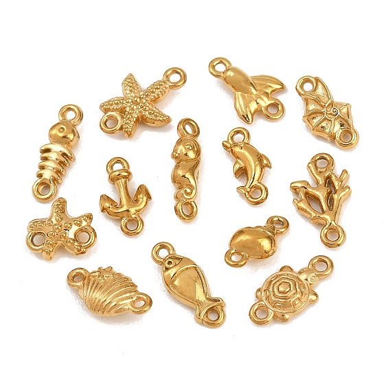 Ocean Theme 304 Stainless Steel Connector Charms, Ion Plating(IP), Long-Lasting Plated