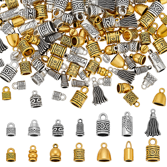 140 шт. 14 стили, концы шнура из сплава в тибетском стиле, без кадмия и без свинца, разнообразные