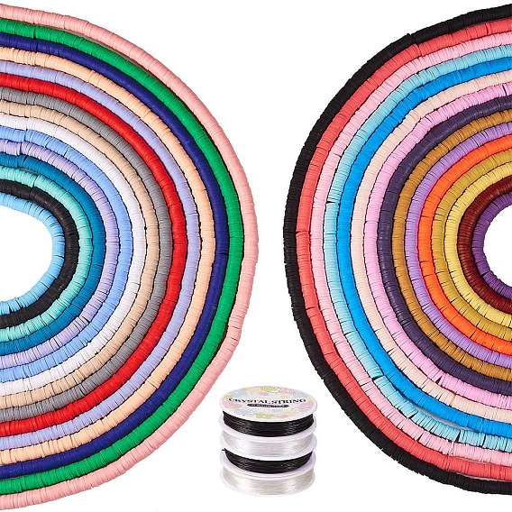 Наборы для изготовления браслетов своими руками, в том числе 30 нитки бусины из полимерной глины ручной работы и 4 бусины эластичные хрустальные нити