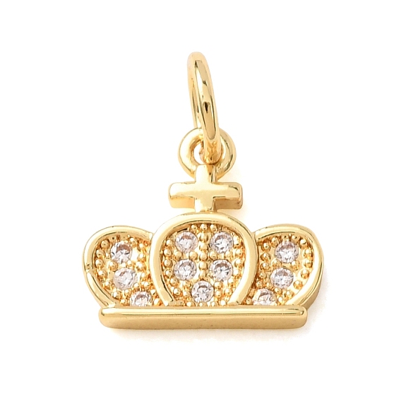 Breloques en laiton zircon cubique transparent, charmes de la Couronne