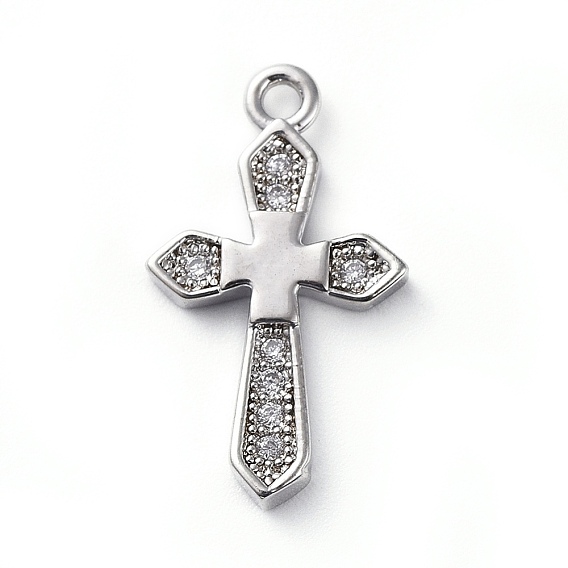 Латунные микро проложить кубического циркония подвески, крестик