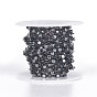 Handmade Non-magnetic Synthetic Hematite Beaded Chains, Unwelded, with Brass Findings, with Spool, Cube