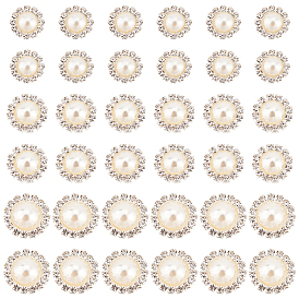 Benecreat 36pcs 3 style laiton strass cabochons, avec abs en plastique imitation perle, fleur