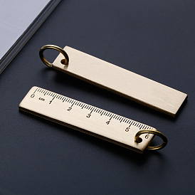 6cm Sturdy Straight Brass Ruler with Key Ring, Metal Bookmark Measuring Tool, for Keychain