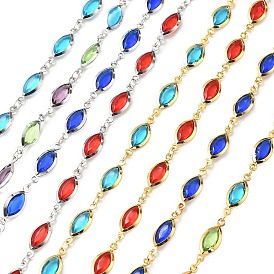 Латунные стеклянные цепи с конским глазом, с катушкой, долговечный, пайки, без свинца и без кадмия, стойки покрытие