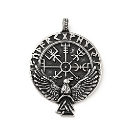 304 Stainless Steel Viking Pendants, Raven Odin Rune