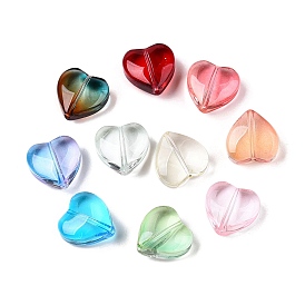 Gradient Color Baking Paint Transparent Glass Beads, Heart