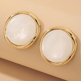 925 Silver Resin Round Geometric Earrings for Women with Fashionable and Exaggerated Cold Wind Style