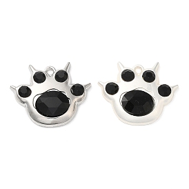 Rack Plating Alloy Pendant, with Acrylic, Lead Free & Cadmium Free, Paw Print