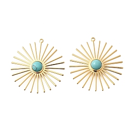 Синтетические бирюзовые подвески, солнечные подвески с латунной оправой