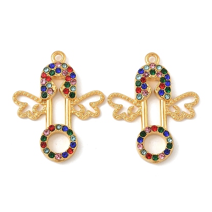 304 из нержавеющей стали горный хрусталь подвески, крылатые прелести, ионное покрытие (ip)