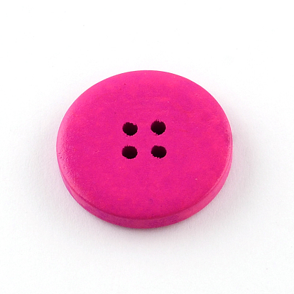 China Factory 4-Hole Dyed Wood Buttons, Large Buttons, Flat Round 20x4mm,  Hole: 2mm, about 648pcs/500g in bulk online 