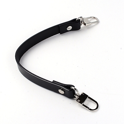 Cowhide Leather Bag Straps, with Alloy Swivel Clasps, Flat, Bag Replacement Accessories