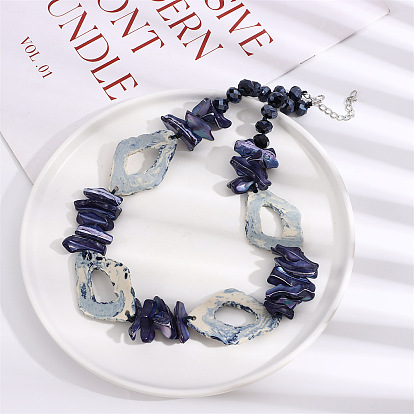 Летние ожерелья из бисера в стиле бохо из стекла и окрашенных натуральных ракушек, ожерелья с ромбовидными звеньями для женщин