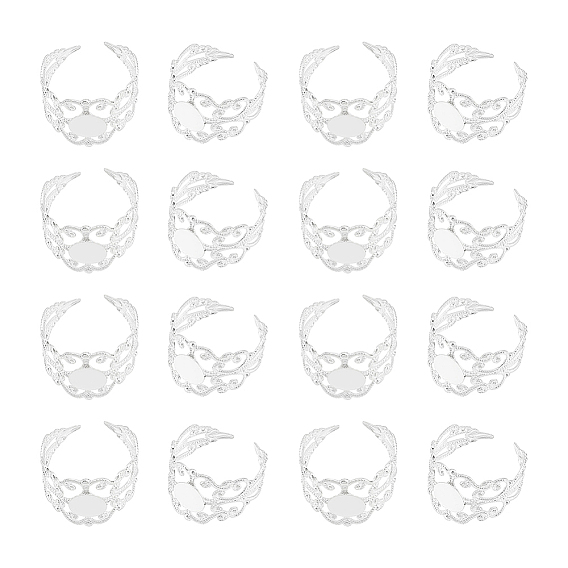 30шт. латунные филигранные открытые манжетные кольца-хвостовики, плоские круглые простые настройки кольца колодки