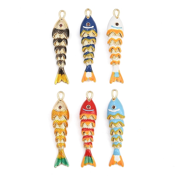 Латунные микро проложить кубического циркония подвески, рыба, с эмалью, реальный 18 k позолоченный, без кадмия и без свинца, стойки покрытие, долговечный