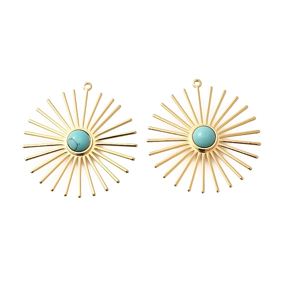 Синтетические бирюзовые подвески, солнечные подвески с латунной оправой