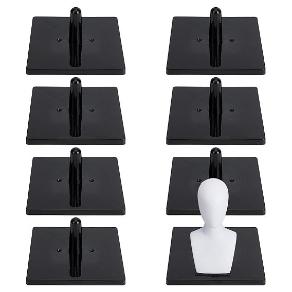8 Bags PP Plastic Holder for Foam Mannequin Head, Square