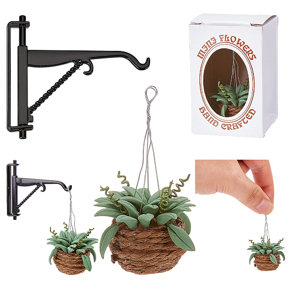 Растения из полимерной глины, украшения для кукольного домика, с подвесным крючком из сплава