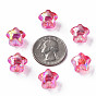 1-Hole Transparent Acrylic Buttons, AB Color Plated, Star