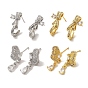 Brass Stud Earrings, Cubic Zirconia, Cadmium Free & Lead Free, Butterfly