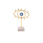 Iron & Resin Turkish Blue Evil Eye Desktop Ornament, Jewelry Storage Rack, for Home Office Decorations