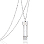 304 Stainless Steel Glass Hourglass Pendant Urn Ashes Necklaces for Women Men, Rectangle