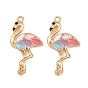 Alliage avec pendentifs en émail coloré, breloques en forme de flamant rose