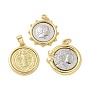 Латунные подвески, плоские круглые с человека, стойки покрытие, без кадмия и без свинца, долговечный, религия