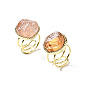 Natural Gemstone Irregular Nugget Adjustable Ring, Brass Wire Wrap Jewelry for Women, Light Gold, Cadmium Free & Lead Free